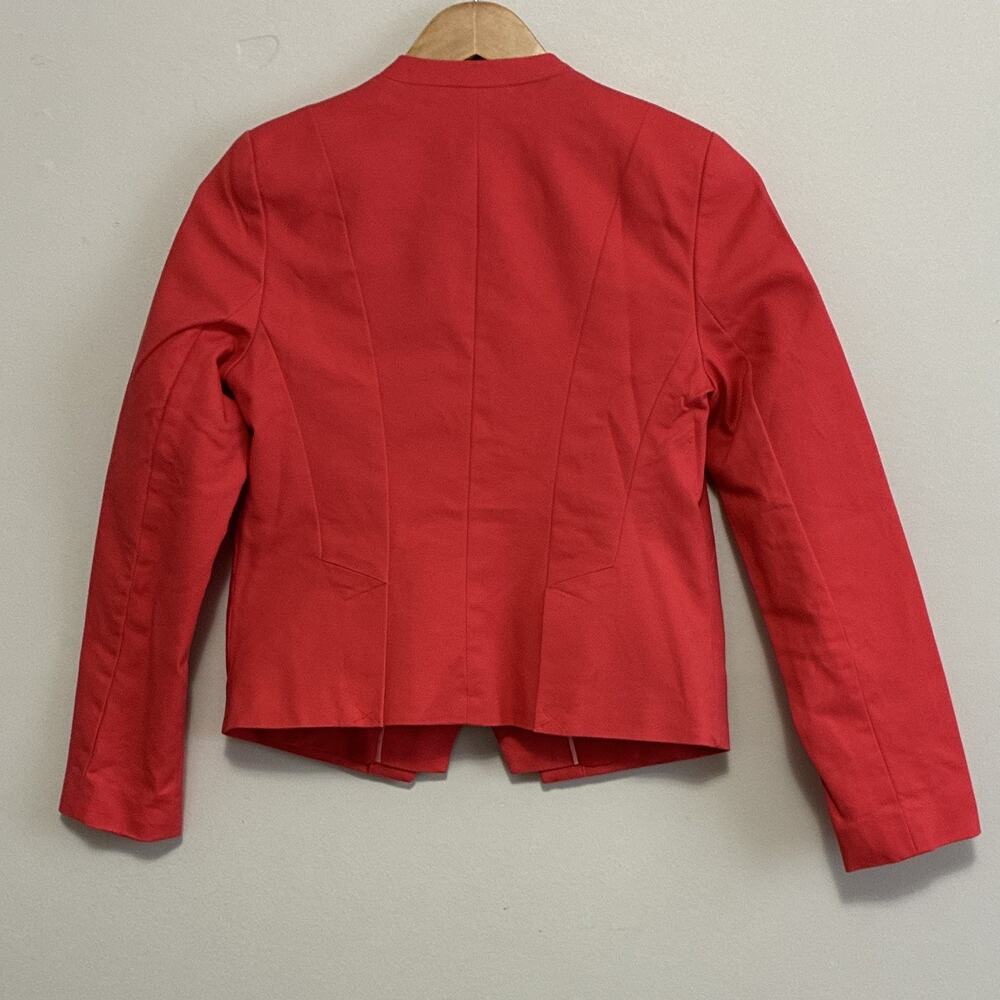 Worthington Collarless Open Front Crop Blazer Jacket Coral Pink Size 4 - Picture 4 of 7
